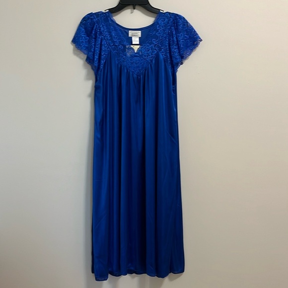 Lati Fashion intimates collection deep royal blue long maxi lace nightgown large - Picture 1 of 11
